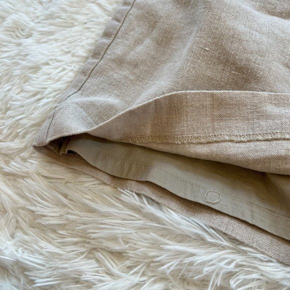 ANn Taylor Loft Womens Skirt Size 8 Beige Linen Pockets Contrast Trim Boho 14063 - Picture 3 of 8